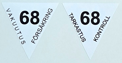 Vakuutus / tarkastus kolmiotarrapari -68