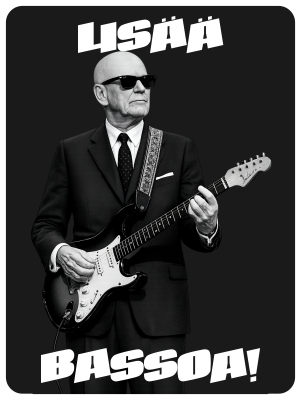 Kekkonen Lisää Bassoa, tarra