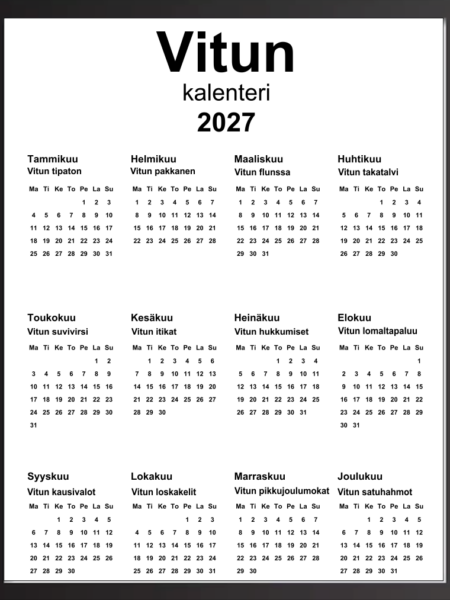 Vitun kalenteri 2027, taulu